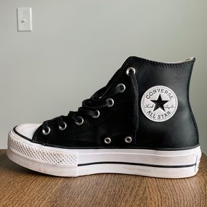 Converse Platform Leather High Top Shoes (8.5, worn once!)